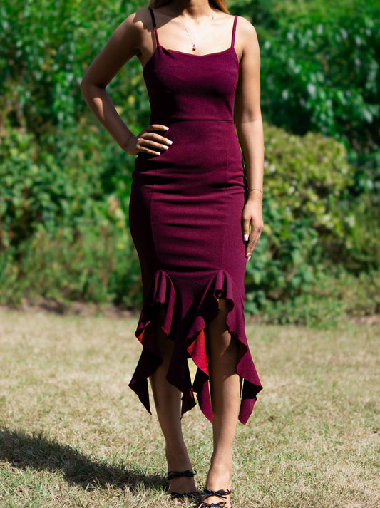 Strappy Long Dress with Frills