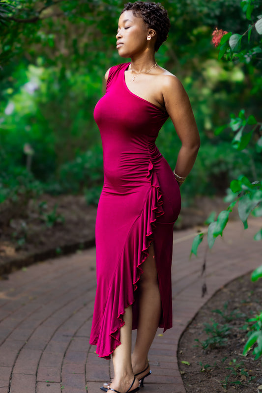 Off Shoulder long dress with Frills