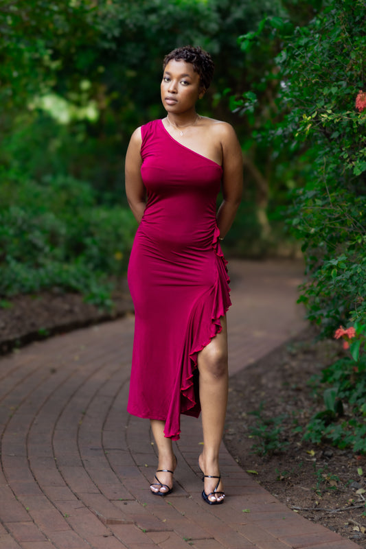 Off Shoulder long dress with Frills